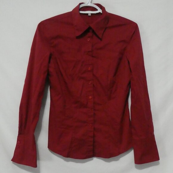 SMART SET | small | Elegant Red Long Sleeve Button-Up Shirt - Picture 1 of 16